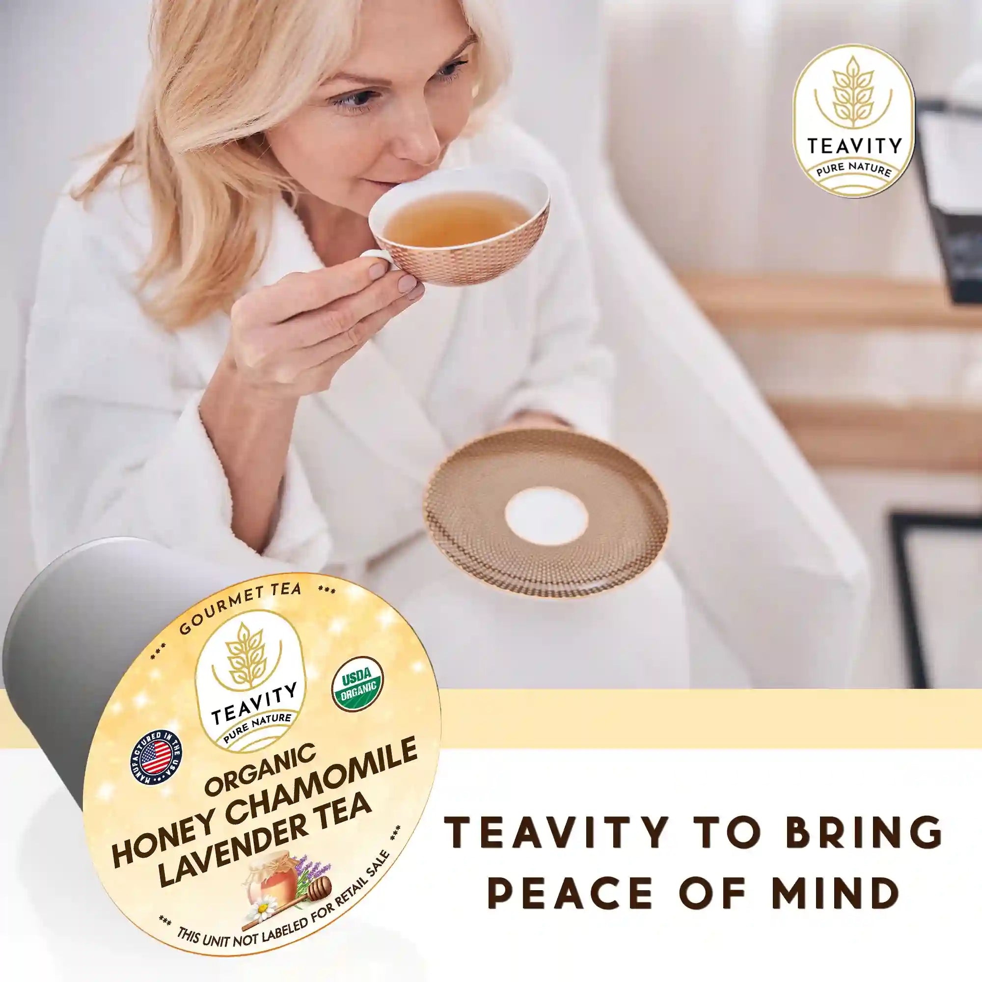 Teavity Organic Honey Chamomile & Lavender Tea Pods Bring Peach Of Mind