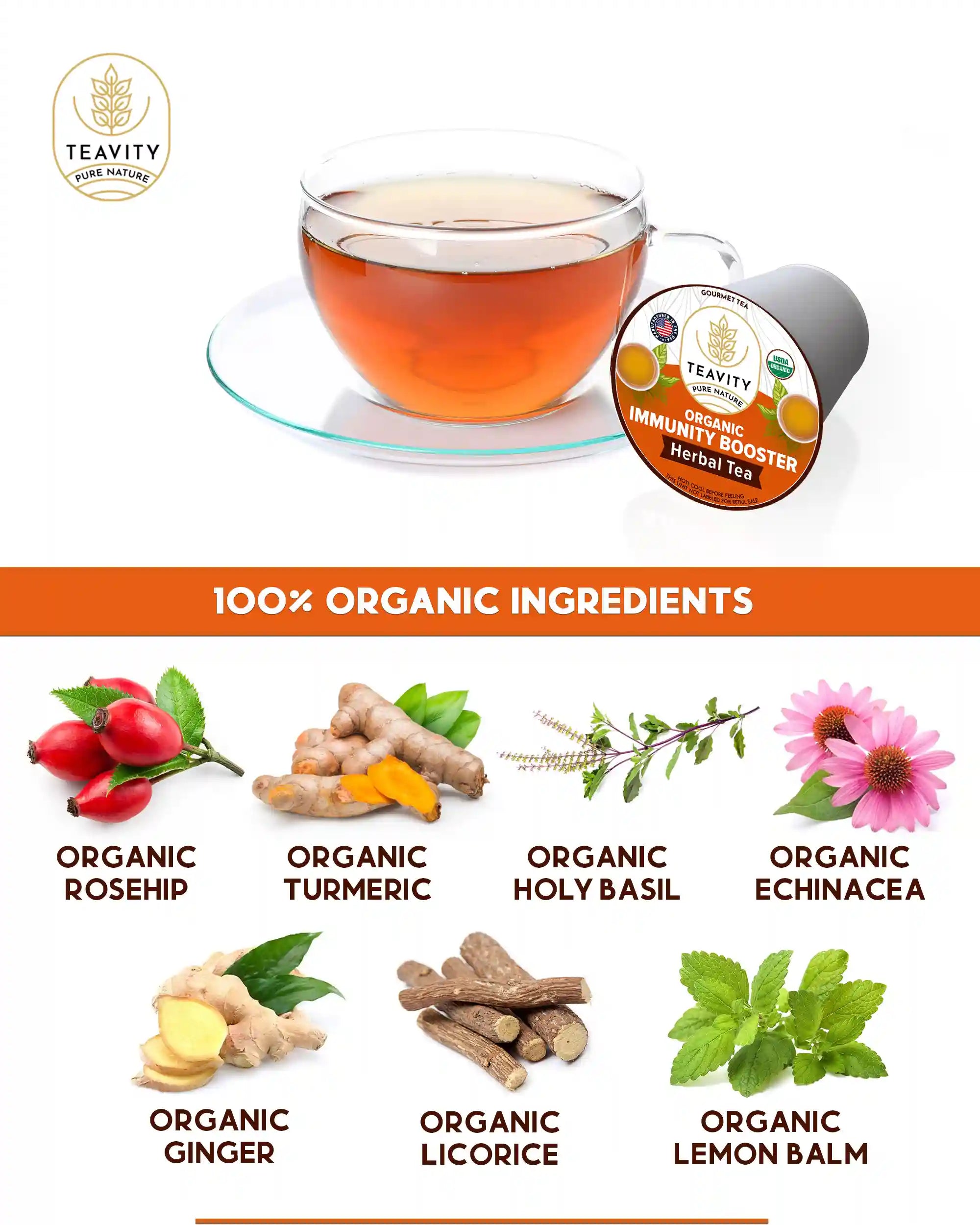 Organic immunity booster tea 100% organic ingredients Teavity