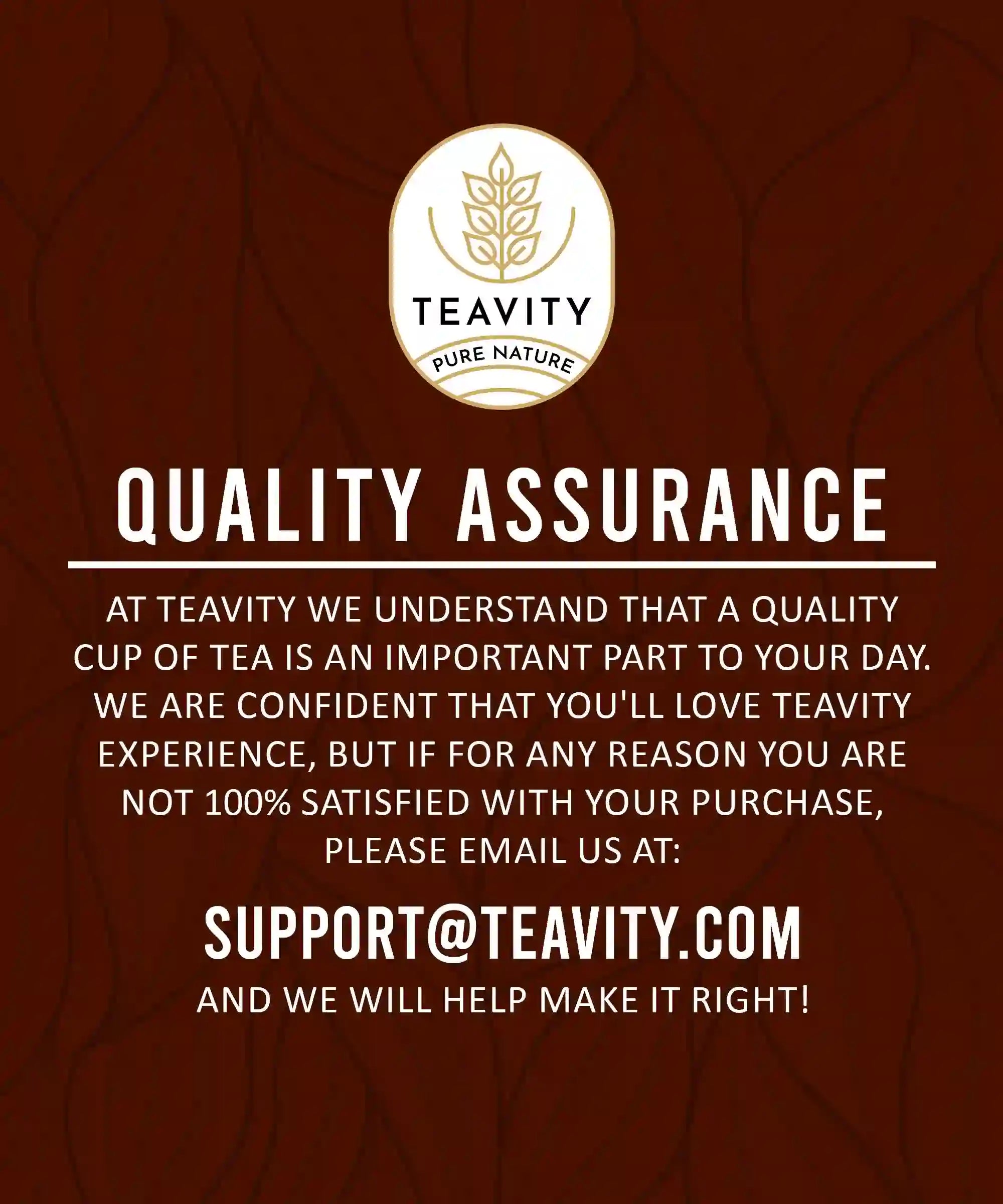 Teavity Quality Assurance for organic tea pods