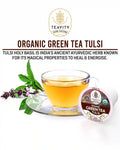 Single-serve Teavity organic tulsi green tea pods, holy basil K-cup compatible