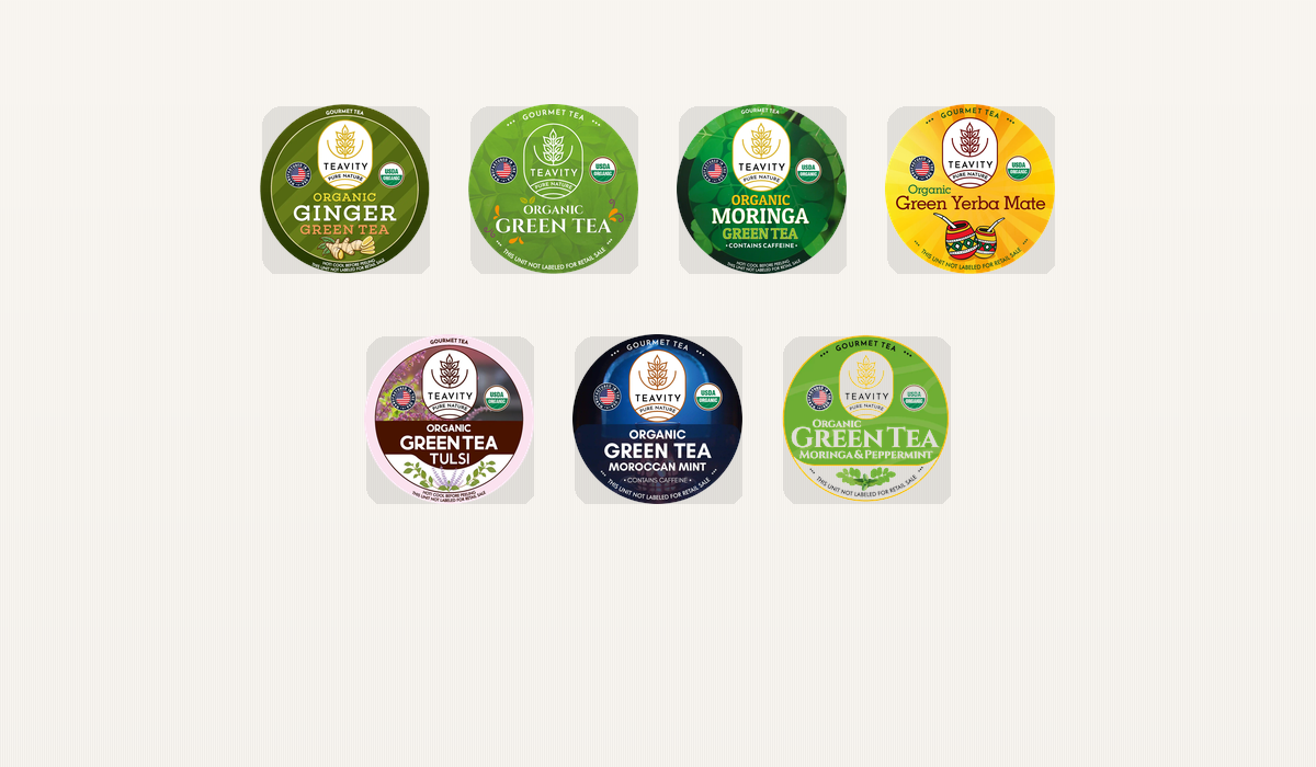 Teavity Organic Seven Green Tea Bundle - 84 Pods - 7 Organic Green Tea Varieties - USDA Organic